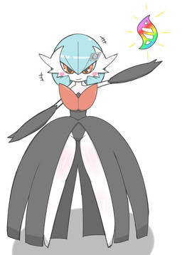 accessory armwear black_body blue_hair blush bridal_gauntlets chest_spike clothing dress female flat_chested front_view gardevoirite hair hair_accessory hairclip leotard leotard_under_clothing mega_stone orange_eyes pseudo_clothing pseudo_hair smile solo spikes spikes_(anatomy) thick_thighs ssd_ng nintendo pokemon yugo's_gardevoir generation_6_pokemon humanoid mega_evolution mega_gardevoir pokemon_(species) shiny_pokemon 2025 digital_drawing_(artwork) digital_media_(artwork) full-length_portrait hi_res portrait