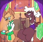 anthro big_butt blush bouncing_butt brown_body butt butt_slap dialogue duo embarrassed femboy gasp male male/male music painting royalty servant slap sound_effects spanking speech_bubble tail tail_motion wide_hips roksim sound_warning third-party_edit strangemodule canid canine canis domestic_dog mammal poodle 2022 2d_animation animated digital_media_(artwork) loop short_playtime sound sound_edit story story_in_description voice_acted webm