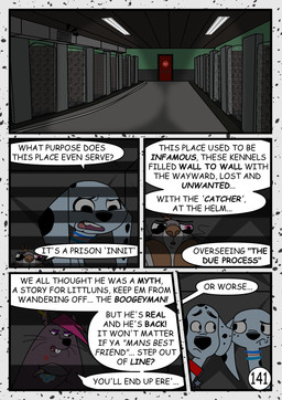 black_ears black_nose black_spots dialogue duo falling feral flashlight freckled_face freckles fur grey_body grey_fur heterochromatic_ears leg_markings markings prison red_helmet socks_(marking) speech_bubble spots text toony ventilation ventilation_shaft white_body white_fur white_spots redundantmodule 101_dalmatian_street 101_dalmatians disney big_fee_(101_dalmatians) dolly_(101_dalmatians) dylan_(101_dalmatians) sid_(101_dalmatians) canid canine canis dalmatian domestic_dog mammal murid murine rat rodent sciurid tree_squirrel comic english_text hi_res