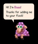 desktop_assistant dialogue eyebrows feral fur green_eyes looking_at_viewer male open_mouth pink_body pink_fur raised_eyebrows simple_background solo speech_bubble text transparent_background monocerus baaa bovid caprine mammal sheep 2022 alpha_channel digital_media_(artwork) english_text