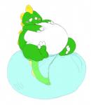 blush bubble inflatable_ride inflation male overweight overweight_male solo tailbutt saphiros third-party_edit bubble_bobble square_enix taito bub_(bubble_bobble) bubble_dragon colored