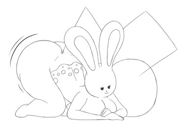 anthro ass_up big_butt butt female front_view long_ears looking_at_viewer narrowed_eyes simple_background smile solo tail thick_thighs white_background moztove nintendo pokemon azumarill generation_2_pokemon pokemon_(species) 2025 hi_res monochrome