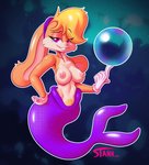 anthro bedroom_eyes big_breasts blonde_hair breasts bubble clothing female fin fur genitals gloves hair half-closed_eyes hand_on_hip handwear looking_at_viewer narrowed_eyes nipples nude pubes purple_eyes pussy seductive smile solo split_form teeth underwater water wide_hips stann_co looney_tunes warner_brothers lola_bunny fish lagomorph leporid mammal marine merfolk rabbit hi_res