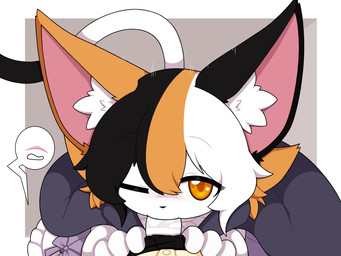 anthro black_body black_fur bodily_fluids bottomwear cloak clothed clothed_anthro clothing fellatio female first_person_view flaccid fluffy fluffy_hair fully_clothed fur genitals gynomorph gynomorph/female hair humanoid_genitalia humanoid_penis intersex intersex/female multicolored_body multicolored_fur oral orange_body orange_fur penile penis penis_under_skirt pov_blowjob saliva saliva_on_penis sex simple_background skirt tail throbbing throbbing_penis topwear white_body white_fur yellow_eyes km-15 calico_cat domestic_cat felid feline felis mammal ragdoll_cat 4:3 hi_res