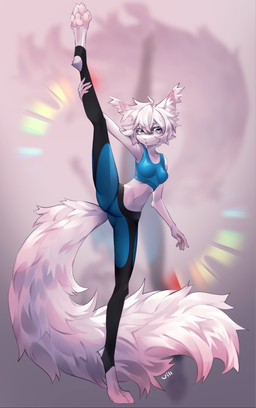 4_toes 5_fingers albino anthro athletic_wear barefoot big_tail black_bottomwear black_clothing black_legwear black_pants blue_bottomwear blue_clothing blue_topwear bottomwear bra breasts butt butt_from_the_front cheek_tuft claws clothed clothed_anthro clothed_female clothing digitigrade ear_tuft eyebrows eyelashes facial_tuft feet female female_anthro fingers flexible fluffy fluffy_tail front_view fur hair hand_on_leg hindpaw holding_leg inner_ear_fluff legwear long_tail looking_at_viewer midriff monotone_body monotone_fur navel on_one_leg one_leg_up pants pawpads paws pink_inner_ear pink_nose pink_pawpads pose purple_eyes raised_leg short_hair simple_background slim small_breasts soles solo splits sports_bra sportswear spread_legs spreading standing tail tight_clothing toe_claws toeless_legwear toes topwear tuft underwear vertical_splits white_body white_eyebrows white_feet white_fur white_hair white_tail yoga_pants oskar614 albi_sqirl mammal rodent sciurid tree_squirrel absurd_res digital_media_(artwork) full-length_portrait hi_res portrait shaded signature