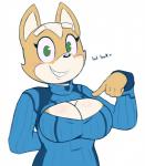 2014 acstlu anthro big_breasts big_eyes blush breasts canid canine cleavage cleavage_cutout clothed clothing crossgender cutout female fox fox_mccloud gesture green_eyes hand_gesture keyhole_turtleneck mammal metroid mtf_crossgender nintendo pointing pointing_at_self skintight_suit smile solo star_fox suit sweater topwear turtleneck zero_suit zerosuit_fox