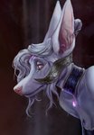 2020 anthro canid canine digital_media_(artwork) eyebrows eyelashes female grey_hair hair headshot_portrait mammal moon-s pink_nose portrait solo