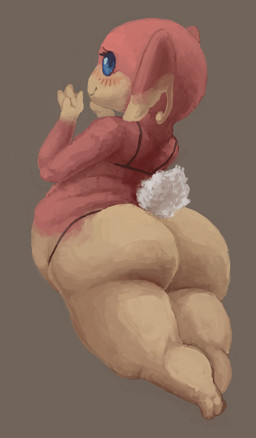 ambiguous_anthro ambiguous_gender anthro big_butt bikini bikini_bottom bikini_top blue_eyes blush butt closed_smile clothing cotton_tail eyelashes huge_butt legs_together looking_at_viewer looking_back looking_back_at_viewer micro_bikini mouth_closed smile solo swimwear thick_thighs two-piece_swimsuit morbiddevotion nintendo pokemon audino generation_5_pokemon pokemon_(species) colored digital_media_(artwork) digital_painting_(artwork) hi_res painting_(artwork) shaded