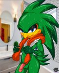 balls bathroom feathers genitals looking_at_viewer looking_pleasured male nude penis plumage solo tail tail_feathers towel towel_around_neck towel_only sirjzau sega sonic_riders sonic_the_hedgehog_(series) jet_the_hawk accipitrid accipitriform avian bird hi_res