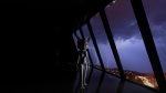 anthro biped breasts electricity female fur lightning looking_at_viewer night nude red_eyes solo standing white_body white_fur destiny_blackmoon kittie felid mammal 16:9 3d_(artwork) digital_media_(artwork) hi_res widescreen