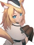 blonde_hair blue_eyes clothing female fluffy fluffy_tail fur hair headgear inner_ear_fluff legwear light_body light_skin looking_at_viewer looking_back looking_back_at_viewer open_mouth sitting solo tail thigh_highs tuft white_inner_ear_fluff fogg_(artist) arknights hypergryph studio_montagne whislash_(arknights) animal_humanoid equid equid_humanoid equine equine_humanoid horse_humanoid humanoid mammal mammal_humanoid 2021 hi_res