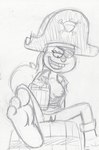 anthro barrel beverage breasts buckteeth clothed clothing eye_patch eyewear feet female foot_focus genitals looking_down nipples partially_clothed pirate_hat pirate_outfit pussy simple_background sitting solo teeth tongue white_background takeshi1000 nickelodeon spongebob_squarepants sandy_cheeks mammal rodent sciurid tree_squirrel 2023 graphite_(artwork) hi_res sketch traditional_media_(artwork)