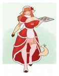 anthro bakeware baking_tray big_breasts breasts breasts_and_teats cleavage clothed clothing cloven_hooves cookie cookware dress eyes_closed female food hair handwear happy holidays hooves horn huge_breasts kitchen_utensils leggings legwear orange_hair oven_mitts smile solo teats thigh_highs tight_clothing tools udders lillymoo changeling_tale christmas marion_(changeling_tale) bovid bovine cattle mammal hi_res