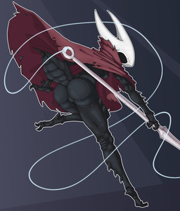 2_horns 2_toes 3_fingers anthro arm_spikes arthropod_abdomen biped black_body black_exoskeleton black_eyes breasts butt cape claws cloak clothed clothing exoskeleton feet female fingers genitals holding_melee_weapon holding_object holding_weapon horn leg_spikes looking_at_viewer looking_back looking_back_at_viewer low-angle_view melee_weapon non-mammal_breasts non-mammal_vulva poncho pose presenting presenting_vulva rear_view red_cloak red_clothing silk solo spikes spikes_(anatomy) stinger thread toe_claws toes torn_clothing under_boob upskirt vulva weapon white_mask roodyyelen hollow_knight_(franchise) team_cherry hornet_(hollow_knight) arthropod insect 2025 digital_drawing_(artwork) digital_media_(artwork) full-length_portrait hi_res portrait