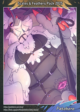 3_toes 4_toes animal_genitalia anisodactyl avian_butt avian_feet beak belt big_butt biped bipedal_feral black_body black_feathers bodily_fluids bottomless bra butt chair chest_fur claws cloaca cloaca_juice clothed clothing collar colored_nails crotch_tuft dominant dominant_female dripping dripping_cloaca eyelashes eyeshadow feathers feet female feral foot_focus foreshortening front_view furniture genital_fluids genitals grey_body grey_feet hair harness harness_only horizontal_cloaca leash leash_pull leashed_viewer leather leather_clothing leather_topwear legwear lipstick looking_at_viewer magenta_eyes makeup nails on_chair pubes sitting sitting_on_chair soles solo tail tail_feathers talons thick_thighs toe_claws toes topwear tuft underwear white_body white_feathers white_hair wide_hips wing_on_hip patohoro nintendo pokemon avian bird bombirdier generation_9_pokemon pokemon_(species) shiny_pokemon 2025 colored digital_drawing_(artwork) digital_media_(artwork) hi_res shaded
