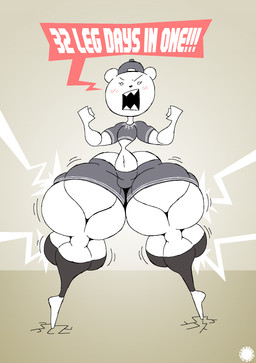 anthro backwards_baseball_cap backwards_hat bar_emanata baseball_cap big_muscles blush blush_lines bottomwear clothing crop_top curvy_figure emanata eyelashes fangs femboy footwear fur growth hat headgear headwear huge_muscles huge_thighs hyper hyper_muscles hyper_thighs knee_highs knee_socks legwear logo male midriff muscle_growth muscular muscular_calves muscular_thighs navel shirt shoes shorts small_waist socks solo speech_bubble teeth text thick_thighs topwear wasp_waist white_body white_fur wide_hips thatdawgmurray xiong_xiaoyi bear mammal polar_bear ursine 2025 aliasing artist_logo artist_name digital_media_(artwork) english_text hi_res signature