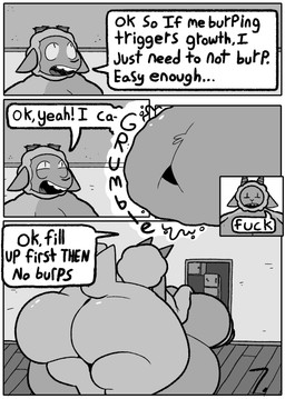 anthro belly big_belly big_breasts big_butt breasts butt dialogue fur growth horn huge_belly huge_breasts huge_butt larger_male macro male navel nude_anthro nude_male obese obese_anthro obese_male overweight overweight_anthro overweight_male profanity rumbling_stomach size_difference solo speech_bubble text weight_gain wool_(fur) wool_hair living_lupis shawn_(living_lupis) bovid caprine mammal sheep 2025 black_and_white comic digital_media_(artwork) english_text hi_res monochrome