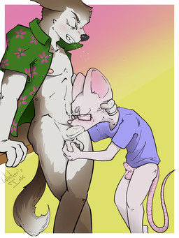 age_difference anthro balls bodily_fluids bottomless clothed clothing cum cum_in_mouth cum_inside dripping duo erection eyewear floral_shirt foreskin fur genital_fluids genitals glasses humanoid_genitalia humanoid_penis male male/male male_penetrated male_penetrating male_penetrating_male nipples nude open_mouth oral orgasm orgasm_face penetration penile penis penis_in_mouth saliva sex shirt shirt_only simple_background size_difference tail topwear topwear_only vein veiny_penis wearing_glasses young young_anthro younger_male wintersink canid canine canis mammal mouse murid murine rodent wolf 3:4 digital_media_(artwork) hi_res