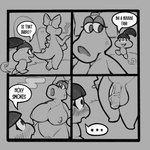 anthro balls big_breasts breasts dialogue duo female foreskin genitals gynomorph huge_breasts intersex intersex/female nipples penis smoking speech_bubble text vein veiny_penis degooed mario_bros nintendo birdo_(character) birdo 1:1 comic english_text hi_res monochrome