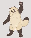 anthro belly male nipples overweight simple_background solo professor_fluff canid canine mammal raccoon_dog tanuki 2021 absurd_res hi_res