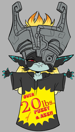 4_fingers ambiguous_gender ambiguous_humanoid armor blonde_hair closed_smile clothed clothed_ambiguous clothed_humanoid clothing cute_fangs eyelashes fangs female female_humanoid fingers front_view fused_shadow glistening glistening_eyes hair half-closed_eyes headgear headwear helmet highlights_(coloring) humanoid_pointy_ears humor looking_at_viewer markings mouth_closed narrowed_eyes not_furry one_eye_obstructed orange_highlights oversized_clothing oversized_shirt oversized_topwear pointy_ears pupils red_eyes red_pupils shirt smile smiling_at_viewer smug solo teeth text text_on_clothing text_on_shirt text_on_topwear topwear yellow_sclera 4chan_anon unknown_artist nintendo the_legend_of_zelda twilight_princess midna humanoid imp twili 2023 digital_drawing_(artwork) digital_media_(artwork) english_text flat_colors full-length_portrait hi_res portrait female_(lore)