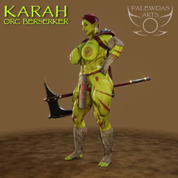 5_fingers amber_eyes areola armor axe bandage belly berserker big_breasts big_butt big_ears biped blush boots bottomwear breasts butt chainmail clothed clothing ear_piercing fantasy female female_humanoid fingers footwear genitals greataxe green_body hair hairy_vulva hand_on_hip holding_object holding_weapon loincloth markings muscular muscular_female muscular_humanoid nipple_piercing nipples piercing red_hair ring_piercing shoes socks solo stirrup_socks thick_thighs tools tribal tribal_markings unconvincing_armor weapon palewdas_arts karah_(palewdasarts) humanoid orc 1:1 3d_(artwork) 3d_animation animated digital_media_(artwork) hi_res no_sound short_playtime turntable_(animation) video