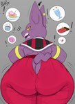 angry anthro big_butt butt butt_focus looking_back male overweight overweight_anthro overweight_male purple_body solo yellow_eyes aspirantpill dragon_ball dragon_ball_super champa alien domestic_cat felid feline felis mammal hi_res