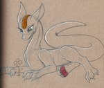 claws female feral flower head_ridge looking_at_object looking_down lying on_front pawpads plant quadruped simple_background solo tail tapering_tail sogaroth mythology dragon mythological_creature mythological_scalie scalie wingless_dragon 2014 guide_lines