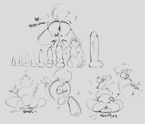 anal anal_vore anthro dildo duo living_dildo living_sex_toy male male/male sex_toy vore dergum hi_res monochrome