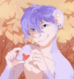 anthro blue_body blue_eyes blue_fur blue_hair closed_smile ear_piercing ear_stud fur glistening glistening_eyes hair heart_symbol looking_at_viewer male mouth_closed nude piercing smile solo stud_piercing tan_body tan_fur unsigned corzh77 haplorhine mammal monkey primate absurd_res bust_portrait hi_res portrait