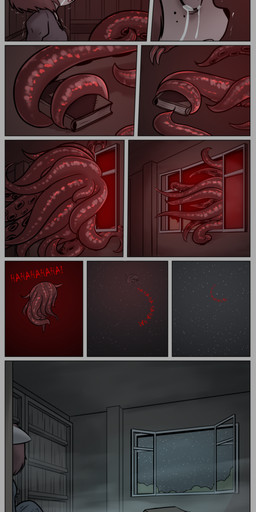 anthro barefoot bodily_fluids bookshelf breasts broken_furniture broken_table corpse crazy_eyes crying cute_fangs dark duo evil_laugh eye_bags fangs feet female flying fog freckles furniture laugh natural_breasts night open_window parody peril plant scared shaking silhouette star table tears teeth tentacles tree trembling window e254e de_vermis_mysteriis_(book) the_shambler_from_the_stars domestic_cat eldritch_abomination felid feline felis mammal monster star_vampire absurd_res hi_res