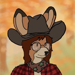 anthro brown_hair clothed clothing dipstick_ears ear_markings eyewear female flannel_shirt fur glasses hair hat headgear headwear kerchief multicolored_ears neckerchief neckwear solo tan_body tan_fur three-quarter_view doubleoughtdoe brooklyn_beige_(doubleoughtdoe) deer mammal 1:1 bust_portrait low_res portrait