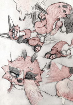 after_anal after_sex animal_genitalia animal_penis ass_to_mouth balls blue_eyes bodily_fluids butt canine_genitalia canine_penis cum cum_in_ass cum_inside duo erection fellatio feral feral_on_feral feral_penetrated feral_penetrating feral_penetrating_feral genital_fluids genitals knot knotted_penis licking_cum male male/male male_penetrated male_penetrating male_penetrating_male markings oral oral_penetration pawpads paws penetration penile penile_penetration penis red_body sex size_difference smaller_penetrated tongue white_markings laserkitten nintendo pokemon saffron_(laserkitten) canid canine generation_7_pokemon generation_8_pokemon lycanroc mammal midday_lycanroc nickit pokemon_(species) absurd_res graphite_(artwork) hi_res mixed_media traditional_media_(artwork)