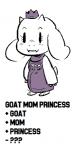 anthro barefoot biped blush chibi clothing crown fangs feet female fur headgear horn smile solo style_emulation teeth text white_body white_fur unknown_artist towergirls undertale undertale_(series) goat_princess toriel boss_monster_(undertale) bovid caprine mammal digital_media_(artwork) english_text microsoft_paint_(artwork)