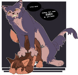 ambiguous_penetration bodily_fluids brown_body brown_fur claws crying cum cum_drip dialogue dripping duo explicitly_stated_nonconsent female feral feral_on_feral forced from_behind_position fur genital_fluids gloom_lines male male/female penetration plap rape sex sobbing speech_bubble tears text young young_feral anglwshot warriors_(book_series) fan_character hazeltail_(kibblefreak) domestic_cat felid feline felis lykoi mammal english_text hi_res
