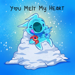 ambiguous_gender blue_background blue_body blue_eyes eyebrows happy heart_symbol holding_object holding_plushie holidays plushie purple_tongue raised_eyebrow simple_background smile snow solo teal_nose text tongue tongue_out toony troytheartboy disney lilo_and_stitch valentine's_day slushy_(lilo_and_stitch) splodyhead alien experiment_(lilo_and_stitch) inanimate_object 1:1 2026 english_text hi_res male_(lore)