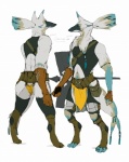 anthro classy clothing digitigrade male simple_background solo standing suit tail warrior white_background mucknagabe bakadex canid canine mammal