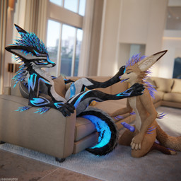 animal_genitalia animal_penis anthro anthro_on_anthro balls biped black_body black_fur blue_body blue_fur blue_penis brown_body brown_fur canine_genitalia canine_penis carpet claws clothing depth_of_field dominant dominant_male duo erection eye_contact feathers feet feet_up foot_fetish foot_focus foot_on_face foot_on_head foot_on_shoulder foot_play fur furniture genitals grey_body grey_fur hair hindpaw humiliation inside kneeling kneeling_on_ground knot living_room looking_at_another looking_pleasured male male/male mouth_closed multicolored_body on_ground on_sofa open_mouth pawpads paws penis pillow purple_penis pushing raised_leg raised_paw reflection sitting sitting_on_ground sitting_on_sofa slim slim_anthro slim_male slim_sub smile sofa spread_legs spreading submissive submissive_male tail teasing teasing_with_feet toe_claws toes tongue white_body white_fur dragonplayer coffeefen dragonplayer_(character) canid canine fox mammal rexouium 1:1 3d_(artwork) absurd_res blender_(artwork) blender_cycles_(artwork) digital_media_(artwork) hi_res