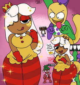 angry big_butt butt clothed clothing clothing_lift duo eyelashes facesitting female freckled_face freckles glistening_eyelids gloves group handwear judging licking licking_lips long_eyelashes male male/female simple_background sitting_on_another speech_bubble thick_thighs tongue tongue_out cloclochloe blushcrunch_studio dandy's_world roblox zamn cosmo_(dandy's_world) ginger_(dandy's_world) looey_(dandy's_world) sprout_(dandy's_world) humanoid