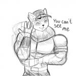 4_fingers anthro belt biceps big_muscles bottomwear clothed clothing dialogue eyebrows eyes_closed fingers front_view fur gesture gloves handwear hat headgear headwear hoodie male manly markings muscular muscular_anthro muscular_male pants pecs pose simple_background smile solo standing text topwear waving white_background einthebusinessdeer league_of_legends riot_games tencent john_cena teemo_(lol) mammal yordle 1:1 2015 black_and_white digital_drawing_(artwork) digital_media_(artwork) english_text half-length_portrait hi_res monochrome portrait