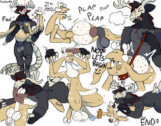 69_position anal anal_penetration animal_genitalia animal_penis anthro antlers balls big_balls big_butt big_penis blush bone bridal_carry butt canine_genitalia canine_penis carrying_another collar dominant dominant_male duo erection food foreskin freckled_butt freckles from_behind_position genital_raphe genitals hand_holding horn huge_balls huge_penis humanoid_genitalia humanoid_penis knot knotted_penis leash licking long_tongue male nude oral penetration penis predator/prey raphe_(anatomy) saggy_balls scrotal_raphe scrotum_flap sex size_difference skull skull_head submissive submissive_male tail text thick_thighs tongue tongue_out tonguejob floppyoppy durnan_(floppyoppy) yura_kazzarin_(skullmoss) deer demon mammal hi_res