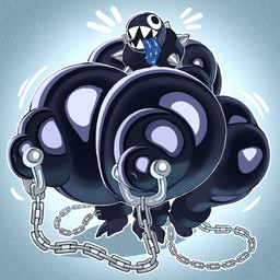 areola big_areola big_breasts big_nipples black_areola black_eyes black_nipples breasts chain collar crouching cuff_(restraint) female huge_areola huge_breasts huge_nipples huge_thighs hyper hyper_breasts linked_nipples linked_piercing nipple_chain nipple_piercing nipples not_furry nude open_mouth piercing restraints shackles sharp_teeth solo spiked_collar spikes teeth thick_thighs tongue tongue_out angstrom mario_bros nintendo gigi_(thecoatl034) chain_chomp humanoid 1:1 2026 digital_media_(artwork) hi_res