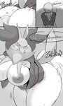 anthro areola big_breasts big_butt breasts butt duo facesitting female huge_breasts interspecies larger_female male male/female nipples pokephilia simple_background sitting sitting_on_another size_difference smothering nojaaaaaaaarori nintendo pokemon delphox generation_6_pokemon human mammal pokemon_(species) absurd_res comic hi_res monochrome