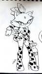 2016 animal_print anthro armwear biped black_and_white blaze_the_cat breasts clothing cow_print domestic_cat elbow_gloves felid feline felis female footwear gloves handwear hi_res high_heels kandlin leotard mammal monochrome nipple_outline sega shoes simple_background solo sonic_the_hedgehog_(series) white_background wide_hips