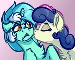 2024 5:4 amber_eyes blue_hair bonbon_(mlp) disgusted_face earth_pony equid equine eyes_closed friendship_is_magic fur green_body green_fur green_hair hair hasbro horn horse kissing lyra_heartstrings_(mlp) mammal multicolored_hair my_little_pony mythological_creature mythological_equine mythology pink_hair pony tan_body tan_fur two_tone_hair unicorn white_hair witchtaunter
