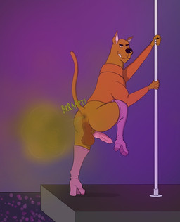 animal_genitalia animal_penis anus balls boots brown_fart_cloud butt canine_genitalia canine_penis clothing fart fart_cloud fart_fetish feet footwear genitals male penis pole shoes smile solo stripper_pole sweater text toes topwear killmemeow hanna-barbera scooby-doo_(series) scooby-doo canid canine canis domestic_dog mammal hi_res