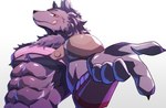 abs anthro armor fur horn licking licking_lips male muscular muscular_anthro muscular_male pecs purple_body purple_fur solo tongue unconvincing_armor suna_sand1 lifewonders tokyo_afterschool_summoners bathym_(tas) canid canine canis mammal wolf