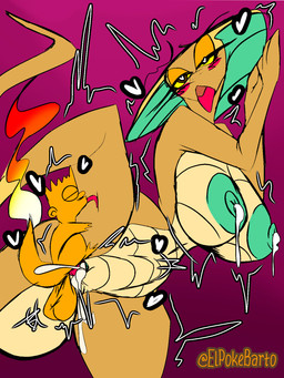 abdominal_bulge ahegao anthro bodily_fluids duo female lactating looking_pleasured male male/female size_difference smaller_male vaginal elpokebarto yairo nintendo pokemon the_simpsons bart_simpson raquel_(yairo) charmander cobra generation_1_pokemon pokemon_(species) reptile scalie snake hi_res