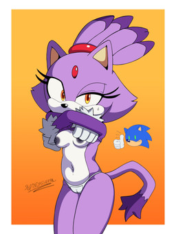 anthro areola black_nose bodily_fluids border breasts camel_toe clothing dipstick_tail eyelashes female forehead_gem fur gem gloves grey_areola grey_nipples handwear looking_at_viewer markings navel nipples orange_background orange_eyes panties purple_body purple_clothing purple_fur purple_topwear simple_background small_breasts solo sweat sweatdrop tail tail_markings thick_thighs topwear underwear undressing white_body white_border white_clothing white_fur white_gloves white_handwear white_panties white_underwear wide_hips spindasher98 third-party_edit goldsden_(colorist) sega sonic_the_hedgehog_(series) blaze_the_cat domestic_cat felid feline felis mammal 3:4 hi_res