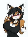 anthro big_breasts blush breasts choker cleavage clothed clothing eyewear female glasses jewelry necklace solo pace-maker fan_character maxine_boulevard canid canine fox mammal